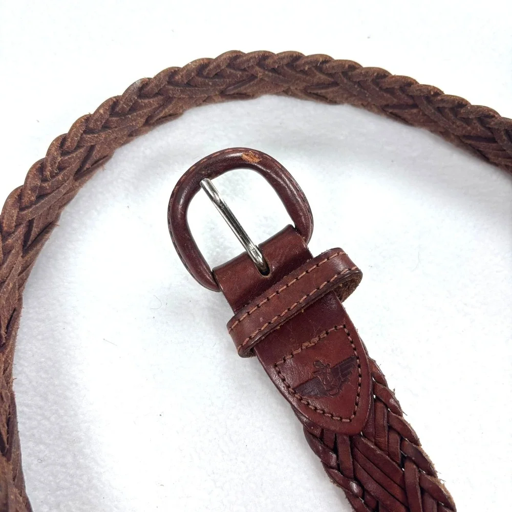 VTG‎ Dockers Leather Belt Mens Braided Brown Size 44